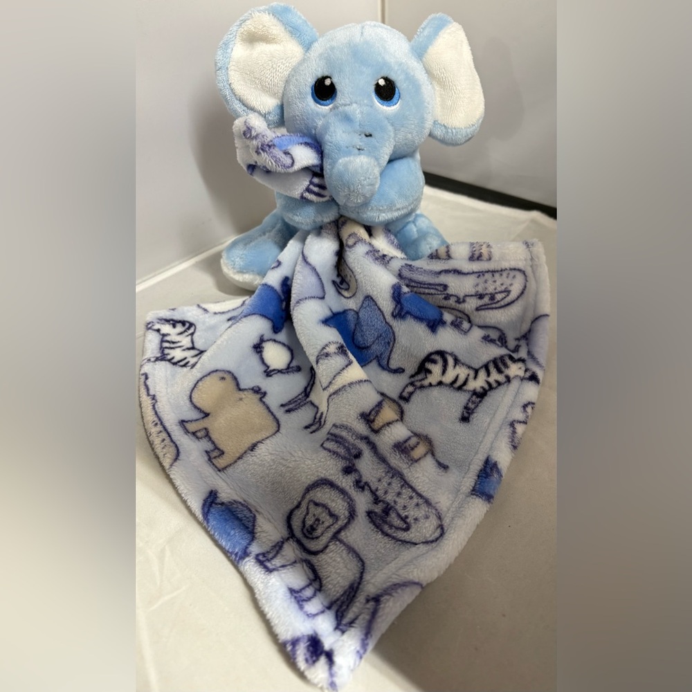 Little Beginnings Elephant Lovey Plush White Blue Security Blanket Stuffed Toy